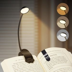 Eryi-Lampe De Lecture Led, Liseuse Clip Rechargeable, Lampe De Lecture À Pince, Gradation Progressive & 3 Modes Protection Des Yeux(Chaud/Blanc/Mixte), 360° Cou Flexible, Pour Lire Au Lit,Enfant. - Neuf