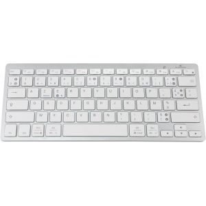 Clavier sans Fil Bluetooth pour PC, Compatible avec Windows 11,10, 8, et Mac OS - Mini Clavier PC/Mac Français AZERTY, Compact, Ultra Mince, Léger, Silencieux - Nouveau 2024 (Blanc) - Neuf