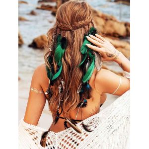 Tzf-Bandeau À Plumes Bohème Indien Tribal Avec Plumes Et Pampilles - Accessoire De Cheveux Pour Femmes Et Filles - Neuf
