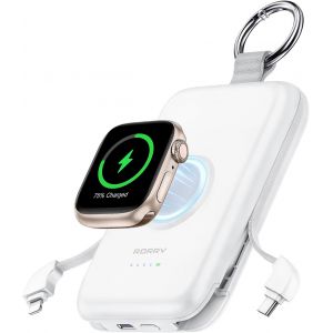 JGD-Chargeur portable PD 20 W avec c&acirc;bles int&eacute;gr&eacute;s, chargeur portable de voyage pour iPhone 15/14/13/12/11 et Apple Watch 9/Ultra2/8/Ultra/7/6/SE/5/4/3 - Neuf