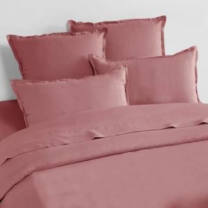 Tendance Perso - Parure De Couette 100% Pur Lin Couleur Vieux Rose - Housse De Couette 140x200 Et 1 Taie 63x63 Carr&eacute;e, Lin Pr&eacute;lav&eacute; - Neuf