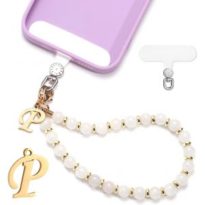 Kal-Jeu Bracelet De T&eacute;l&eacute;phone Perles, Charme De T&eacute;l&eacute;phone Initiales Dragonne De T&eacute;l&eacute;phone Avec Patch Pour Lani&egrave;re De T&eacute;l&eacute;phone Mains Libres Bracelet De T&eacute;l&eacute;phone Pour Femmes Filles - Neuf