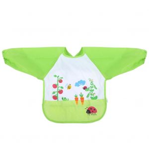 Robe Impermeable Pour Bebe, Bavoir A Manches Longues Pour Garcons Et Filles (Carotte Verte) - Neuf