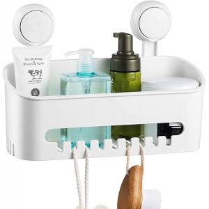 Etagère Douche Ventouse Serviteur Panier de Douche Amovible sans Perçage pour Salle de Bain Panier Rangement Cusine pour Shampooing Revitalisant Savon-Blanc - Neuf