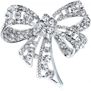 Kjdal-Broche Bowknot Vintage Pour Femmes,Broche En Alliage Rétro,Accessoires Manteau Broches Décorées,Broche De Diamant,Broches Décorées Elegant Diamant,Pour Fêtes,Banquets,Écharpe Décorée - Neuf
