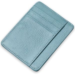 Porte-Cartes Fin En Cuir - Bloque Les Cartes De Cr&eacute;dit Minimalistes - Taille Compacte - Pour Homme Et Femme - Peut Contenir Jusqu'&Agrave; 9 Cartes Et Billets De Banque - Id&eacute;al Pour Les Voyages,Cyan,Taill - Neuf