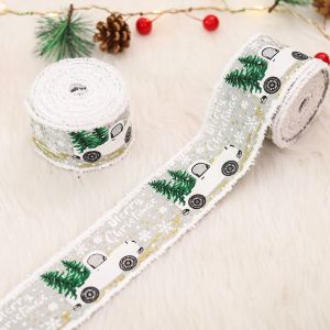 2 Rouleaux de 5 x 500 cm toile de Jute Filaire Ruban de No&euml;l Emballage Ruban Classique Filaire Ruban Argent Vert Flocon de neige en Tissu Rubans pour les Floral de Proue de l'Artisanat D&eacute;coration de - Neuf