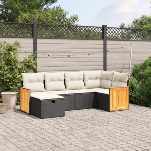 Prolenta Premium - Salon De Jardin 6 Pcs Avec Coussins Noir R&eacute;sine Tress&eacute;e - Neuf