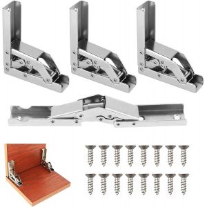 4 Pi&egrave;ces Charniere Porte Placard, Charni&egrave;res de Porte Pliables &agrave; 90 Degr&eacute;s, Charniere Invisible Placard, Charni&egrave;re D'&eacute;tag&egrave;re Pliante avec 16 Vis, pour Armoires de Porte Cuisine - Neuf