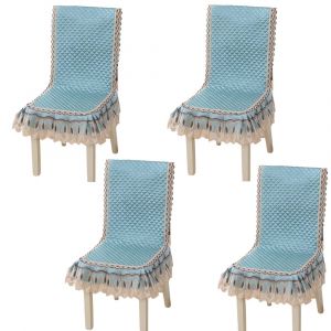 Lot de 4 housses de chaise extensibles antid&eacute;rapantes pour chaises de salle &agrave; manger - Bleu lac - Neuf