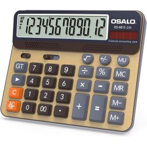 Calculatrice de Bureau Grand &eacute;cran &agrave; 12 Chiffres (OS-6815GN) - Neuf