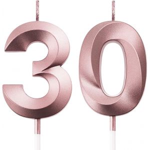 SANSH-30 Bougie Anniversaire, Bougies Chiffres 3D Diamant, 5 CM Pétillant Or Bougie 30 Ans Decoration Gateau Anniversaire, Décorations de Fête de Gâteau pour Mariage, Anniversaire - Neuf