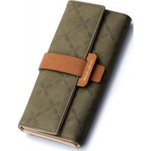 CAUC-&reg; Portefeuille pour Femme Grand | 9 Compartiments pour Cartes et fen&ecirc;tre pour Carte d'identification | Porte-Monnaie &eacute;l&eacute;gant avec Poche zipp&eacute;e et Bouton | Doux et Cuire 100% Vegan - Neuf