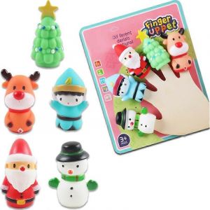 Lot de 5 marionnettes &agrave; doigts pour b&eacute;b&eacute;, P&egrave;re No&euml;l, bonhomme de neige, jouets pour histoires-UN - Neuf