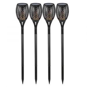 Lot De 2 Lampes Torches Solaires &Agrave; Flamme Vacillante Pour La D&eacute;coration De Jardin Et D'all&eacute;e Ext&eacute;rieure - Neuf