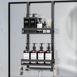 Etagere Douche &agrave; Suspendre, Etagere Douche sans Percage, Rangement et Organisation de la Salle de Bain, Porte Shampoing Douche Noir - Neuf