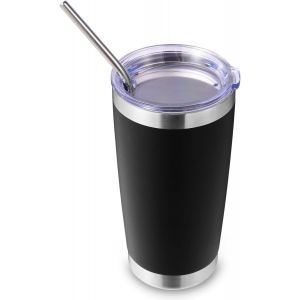 Kalanka-600ml (20oz) Gobelet Isotherme Avec Couvercle Et Paille, Gobelet Isotherme &iquest;&iquest; Double Paroi Pour Voyage Et Caf&iquest;&iquest; Glac&iquest;&iquest; Compatible Avec Porte-Gobelets De Voiture, Gobelet Pour Boissons Chaudes Et - Neuf