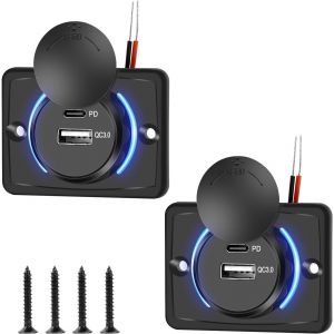 Pr Usb 12v, 4.8a Pr De Chargeur De Voiture Double Usb, Qc&pd 3.0 Usb C Charge Rapide Pr Usb Voiture Étanche Pour Marine, Camion, Camping Car (2 Pièces) - Neuf