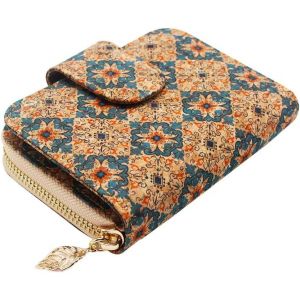 CAUC-Boshiho Portefeuille v&eacute;g&eacute;talien en en li&egrave;ge : porte-monnaie &agrave; fermeture &eacute;clair pour femme avec porte-cartes, porte-monnaie, Couleur A, 11.5*2.5*10cm - Neuf