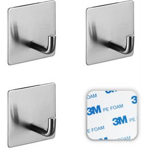 MEVRONISSHOP-Lot de 4 crochets adhésifs en acier inoxydable, crochet adhésifs imperméables, aucun perçage requis, idéal pour la cuisine, la salle de bain, le bureau.argent - Neuf