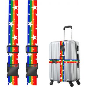 CAUC-Sangles pour valises Set de 2 pi&egrave;ces Sangles pour valises Ceinture pour valises Ceinture pour valises Ceinture pour valises Multicolore Boucles de Protection pour Bagages Set de Sangles (180 * 5 - Neuf