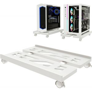 Support De Processeur Universel Pour Pc, Ordinateur De Bureau, Support De Processeur R&eacute;glable, Supports Pour Pc Mobile Avec Roulettes Pivotantes Verrouillables, Chariot De Cpu Sous Bureau &iquest; Blanc - Neuf