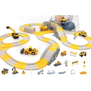 Circuit de course de construction avec voiture &eacute;lectrique et accessoires pour enfants - Neuf