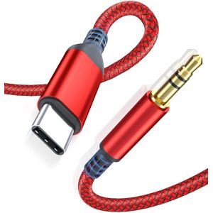 KALANKA-C&acirc;ble auxiliaire USB C en Nylon tress&eacute; - 1,2 m - Type C vers Prise Jack 3,5 mm. - Neuf