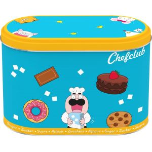 Chenquansarl-Boîte À Sucre Métal 1,5 Kg - Rangement Cuisine Enfant - Conservation Alimentaire Avec Couvercle Hermétique - Compatible Tasses Doseuses Chefclub - Accessoire Ludique Dès 4 Ans - Neuf