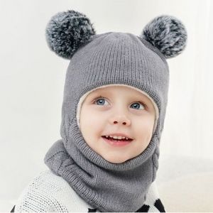 Bébé Chapeau D'hiver Ensemble Écharpe, Unisexe Bébé Tout-Petit Chapeau Foulard Gris - Neuf