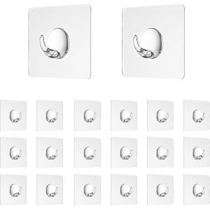 Crochet Mural Adh&eacute;sif Transparent,20 Pi&egrave;ces Crochets Adh&eacute;sifs Muraux,Sans Per&ccedil;age,Crochet Adh&eacute;sif Salle De Bain Et Cuisine,Support Mural Autocollant - Neuf