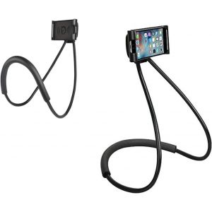 KAL-Support Telephone,360° Rotatif Support Autour Cou Flexible Mobile Phone Holder Stand Lazy Bracket Pour Lit Multifonction Support Smartphone Bureau Réglable Support (Noir) - Neuf