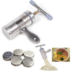 Machine À Pâtes En Acier Inoxydable, Machine À Pâtes Avec 5 Moules, Cuisine Créative Manuelle Pour Nouilles Ménagères - Neuf