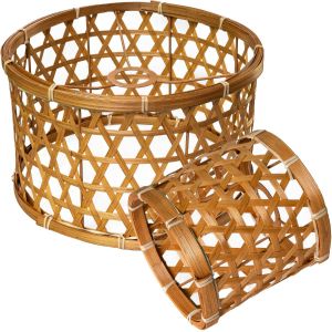 Subzonal-Lot De 2 Abat-Jours Cylindriques En Bambou Aspect Rotin, Pour Suspensions, Plafonniers, Lampadaires, 30 Cm Et 16 Cm, Marron Boh&egrave;me - Neuf