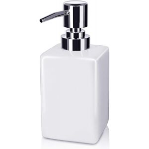 KAL-Distributeur De Savon En Céramique 320Ml - Flacon Pompe Vide Pour Savon Liquide, Douche Et Vaisselle - Forme Carrée - Neuf