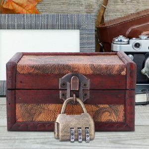 Boite de rangement vintage en bois pour bijoux et colliers, avec serrure, decoration d'interieur - Neuf