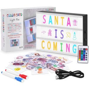 Boite Lumineuse Message,16 Couleurs Led Light Box Set Avec 215 Lettres Et Emojis,Télécommande Boîte Lumineuse Led Alimenté Par Usb Et Batterie,Pour Mariage Anniversaire Fête Décoration - Neuf