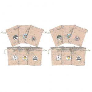 12pcs Noël Lin Cordon De Serrage Sac Cadeau Pochette Cordon De Serrage De Bonbons Emballage Sac - Neuf
