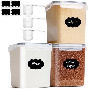 LETNERNY-Lot De 3 Boîtes De Conservation De Farine De 2,5 L Avec Couvercle Hermétique, Boîtes De Rangement Hermétiques, Boîtes De Rangement Pour La Farine, Le Riz, Les Céréales, La Farine D'Amande - Neuf