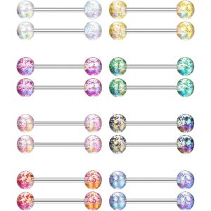 Nbgcm-16pcs Piercing Langue Acier Chirurgical Piercing Tetons Femme Piercing Langue 12mm/14mm Piercing Teton 16mm/18mm Multicolore Piercing Barre Set Plastique Barbell Bijoux De Piercing - Neuf
