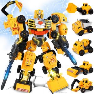 KAJGL-Robot De Voiture Déformé,5 En 1 Transform Engineering Assembled Car Toy Pour Enfants,Véhicule D'Ingénierie Transformateur Robot Jouet Cadeau Pour Les Enfants De Plus De 3 Ans - Neuf