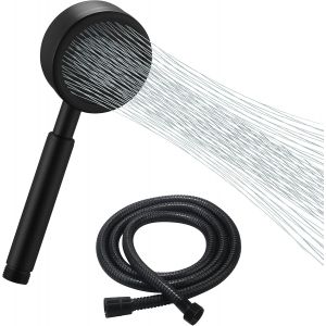 JGD-Pomme de douche &agrave; main enti&egrave;rement en m&eacute;tal avec filtre SUS304 en acier inoxydable avec tuyau de 140 cm - Haute pression 2,5 GPM - Noir mat - Neuf