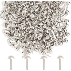 Sjzg-200 Pi&egrave;ces Attaches Parisiennes8x16mm Mini Brads M&eacute;tal Avec T&ecirc;te Ronde,Brads Pour Scrapbooking D&eacute;coration, Diy Loisirs Cr&eacute;atifs, Craft Papier Estampage Accessoires (Argent) - Neuf