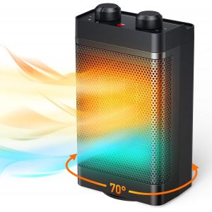 JGD-Radiateur soufflant &agrave; &eacute;conomie d'&eacute;nergie, 1500 W, 3 modes de chauffage, radiateur &eacute;lectrique en c&eacute;ramique, oscillation &agrave; 70 &deg;, protection contre la surchauffe et le basculement - Neuf