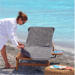 Ulteronixshop-Housse De Protection En Tissu &Eacute;ponge Pour Chaise Longue De Jardin, 200 X 75 Cm, 100 % Coton, Pour Chaise Longue De Plage, Anthracite - Neuf