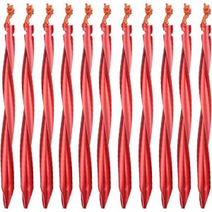 Eryi-Piquets De Tente 25 Cm Sardines Camping En Alliage D'aluminium 10 Pièces Piquet De Fixation Sol Léger Pour Tarp Bâche Jardin Toile (Rouge - Spirale - 25 Cm) - Neuf