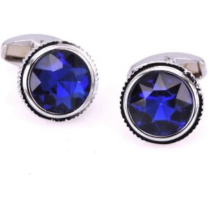 Boutons De Manchette Pour Homme, Base Argent¿¿E, Design Cristal Bleu, Accessoire ¿¿L¿¿Gant Pour Chemise D'affaires. - Neuf