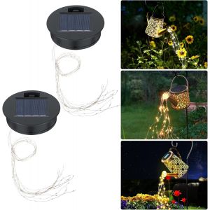 TRAHOO-Flintrolic 2PCS Arrosoir Solaire D'ext&eacute;rieur Lampe Guirlande, Arrosoir Solaire Lumineuse Cascade, Lampes de Jardin Douche &Eacute;toile (Lumi&egrave;re Chaude) - Neuf