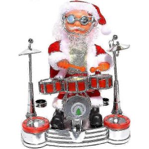 2025 (Y)2025 Nouveau jouet de poup&eacute;e chantant dansant P&egrave;re No&euml;l jouant du tambour jouet &agrave; piles figurine musicale en mouvement fournitures de f&ecirc;te de vacances - Neuf