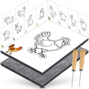 Kalanka-Kit D'aiguilles À Picoter Pour Enfants À Partir De 4 Ans, Kit De Poinconneuse Papier Avec 2 Feutres, 2 Aiguilles À Picoter Et 10 Images De Broderie, Pour Les Créatifs (Animal De La Ferme) - Neuf